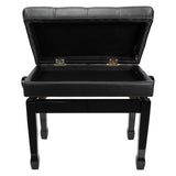 Premium Tufted Padded Height Adjustable Piano Stool with Storage Compartment Crown