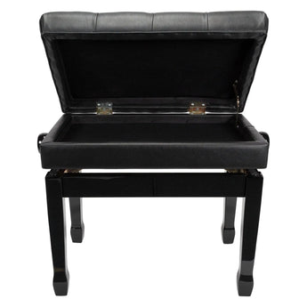 Premium Tufted Padded Height Adjustable Piano Stool with Storage Compartment Crown