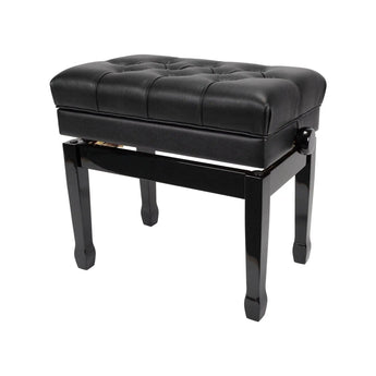 Premium Tufted Padded Height Adjustable Piano Stool with Storage Compartment Crown