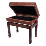 Premium Tufted Padded Height Adjustable Piano Stool with Storage Compartment Crown
