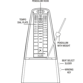 Cherub WSM305B Pyramid Style Mechanical Metronome with Bell/Black Cherub