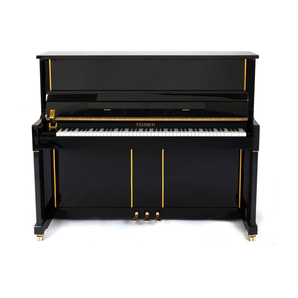 Feurich 125 Design Upright Piano-black polish brass