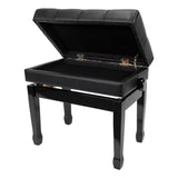 Premium Tufted Padded Height Adjustable Piano Stool with Storage Compartment Crown