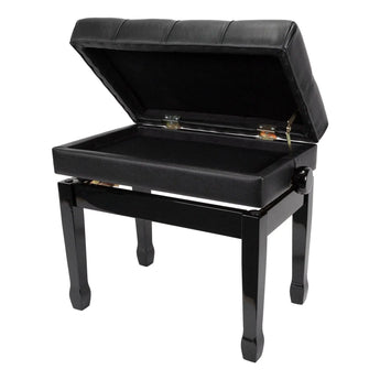 Premium Tufted Padded Height Adjustable Piano Stool with Storage Compartment Crown