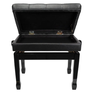 Premium Tufted Padded Height Adjustable Piano Stool with Storage Compartment Crown
