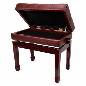 Premium Tufted Padded Height Adjustable Piano Stool with Storage Compartment Crown
