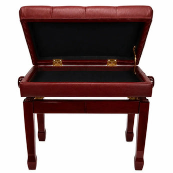 Premium Tufted Padded Height Adjustable Piano Stool with Storage Compartment Crown