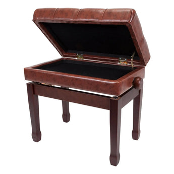 Premium Tufted Padded Height Adjustable Piano Stool with Storage Compartment Crown