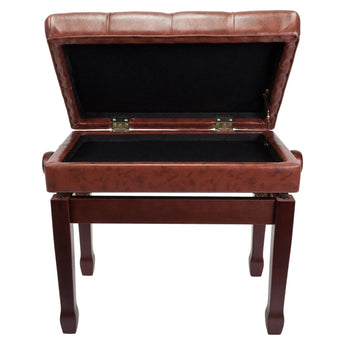 Premium Tufted Padded Height Adjustable Piano Stool with Storage Compartment Crown