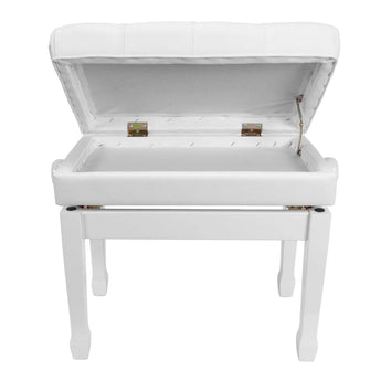 Premium Tufted Padded Height Adjustable Piano Stool with Storage Compartment Crown