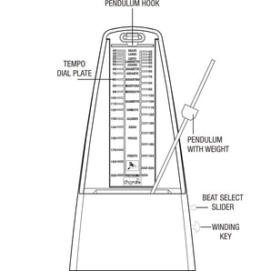 Cherub WSM305B Pyramid Style Mechanical Metronome with Bell/Black